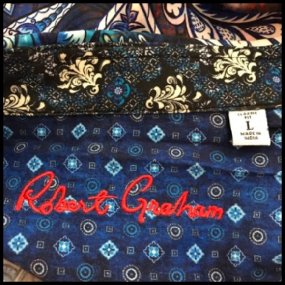 Robert Graham Blue and Brown Paisley Dress Shirt - Picture 13 of 15